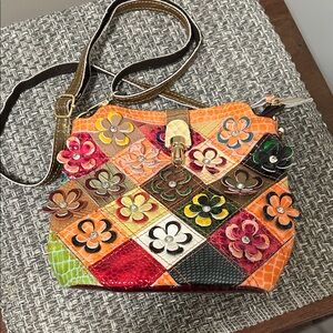 Vibrant Patchwork Floral Crossbody Bag